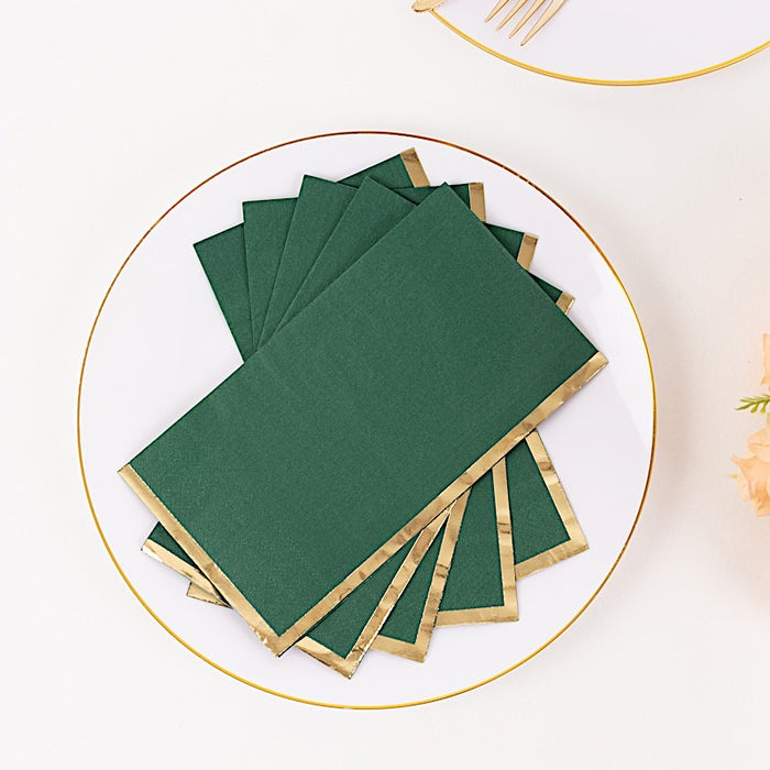 50 Soft 2 Ply Dinner Paper Napkins with Gold Foil Edge