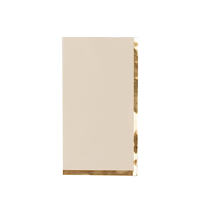 50 Soft 2 Ply Dinner Paper Napkins with Gold Foil Edge