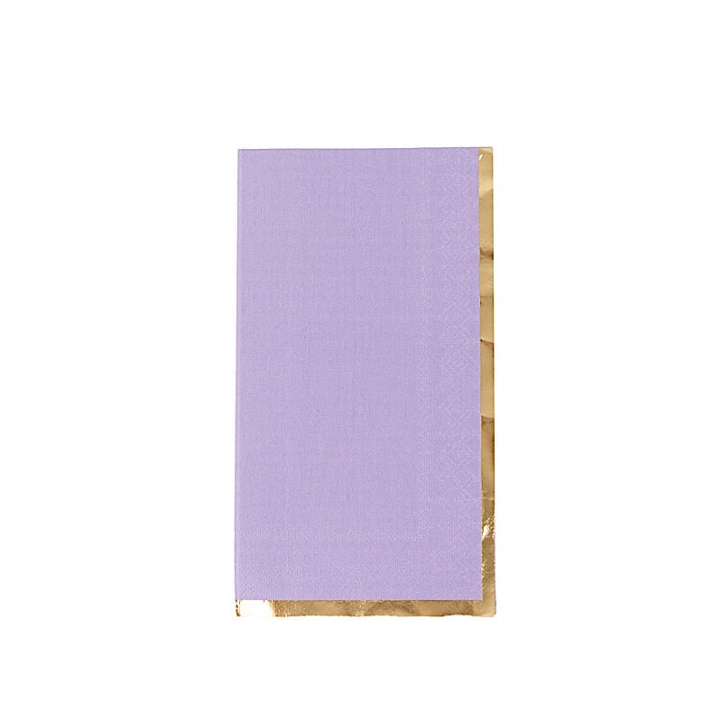 50 Soft 2 Ply Dinner Paper Napkins with Gold Foil Edge