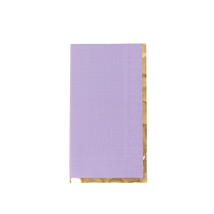 50 Soft 2 Ply Dinner Paper Napkins with Gold Foil Edge