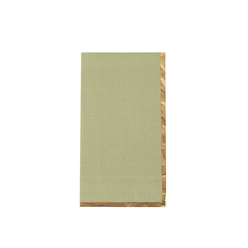 50 Soft 2 Ply Dinner Paper Napkins with Gold Foil Edge