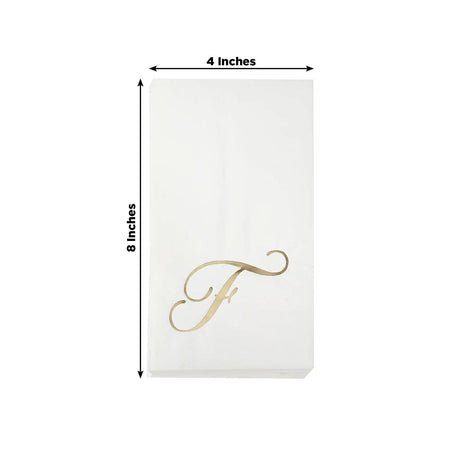 100 Disposable Dinner Paper Napkins with Gold Foil Letter - White