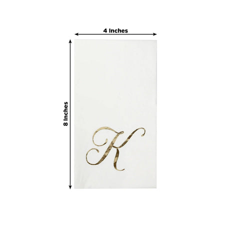 100 Disposable Dinner Paper Napkins with Gold Foil Letter - White