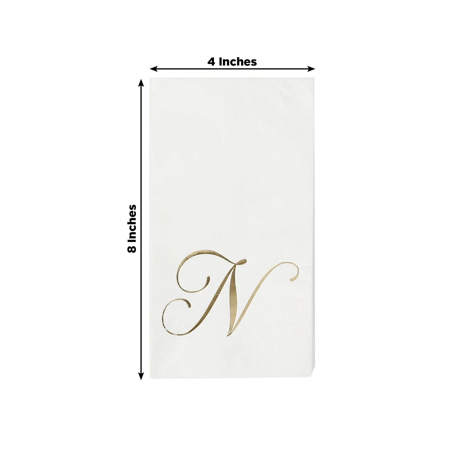 100 Disposable Dinner Paper Napkins with Gold Foil Letter - White