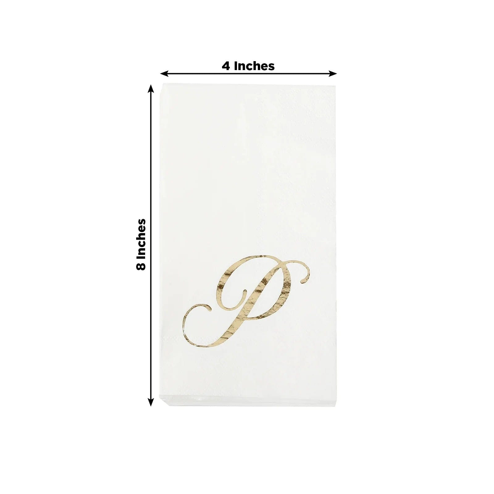 100 Disposable Dinner Paper Napkins with Gold Foil Letter - White