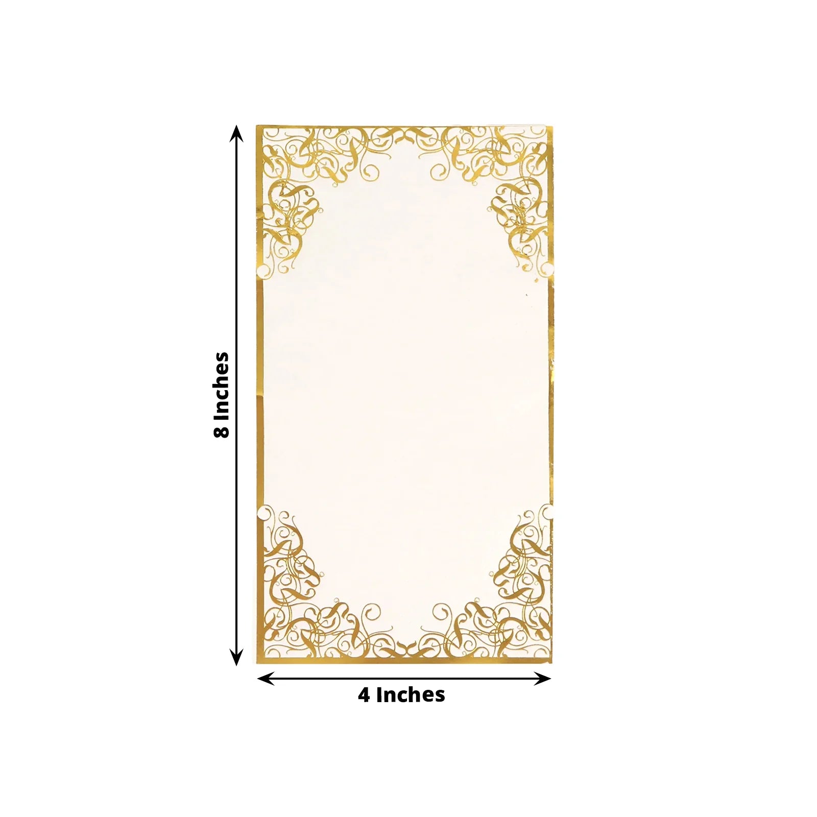 50 Soft Dinner Paper Napkins with Gold Foil Lace Design - White