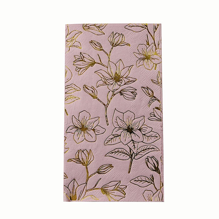 50 Rectangular Soft 2 Ply Dinner Paper Napkins with Flowers Print