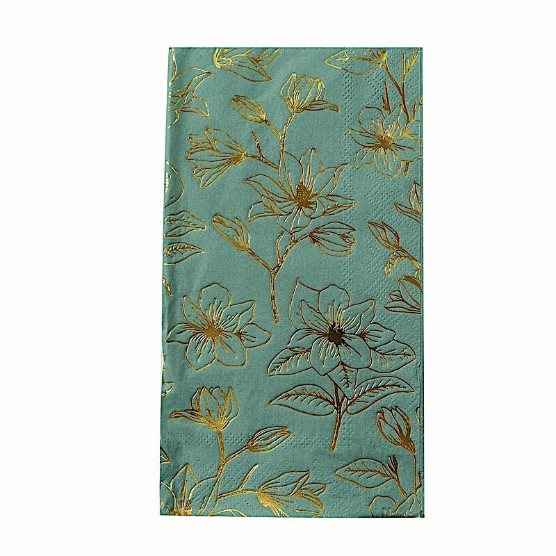 50 Rectangular Soft 2 Ply Dinner Paper Napkins with Flowers Print