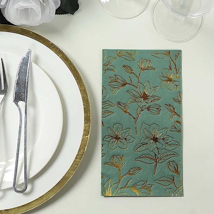 50 Rectangular Soft 2 Ply Dinner Paper Napkins with Flowers Print