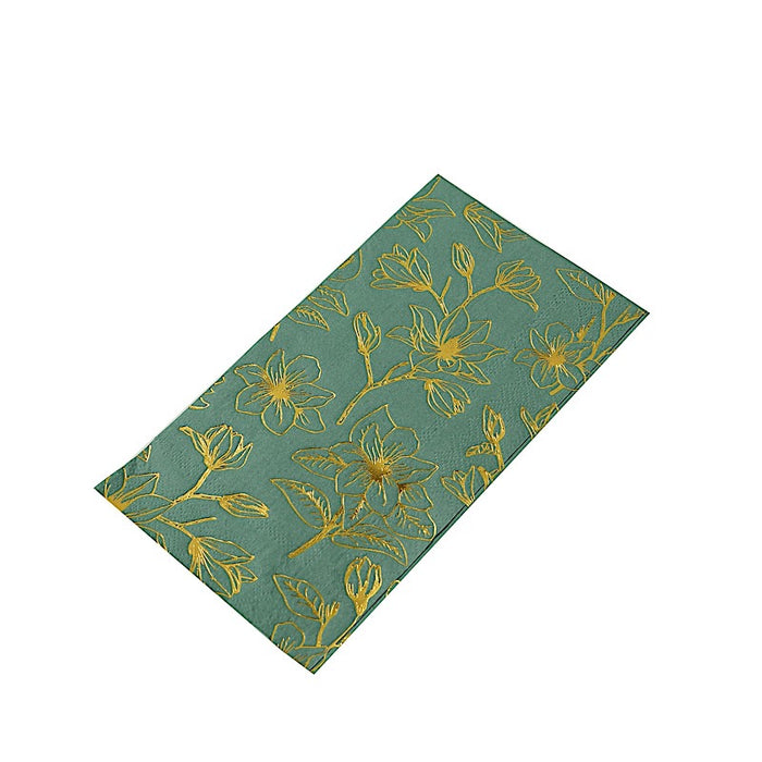 50 Rectangular Soft 2 Ply Dinner Paper Napkins with Flowers Print