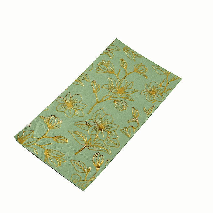 50 Rectangular Soft 2 Ply Dinner Paper Napkins with Flowers Print