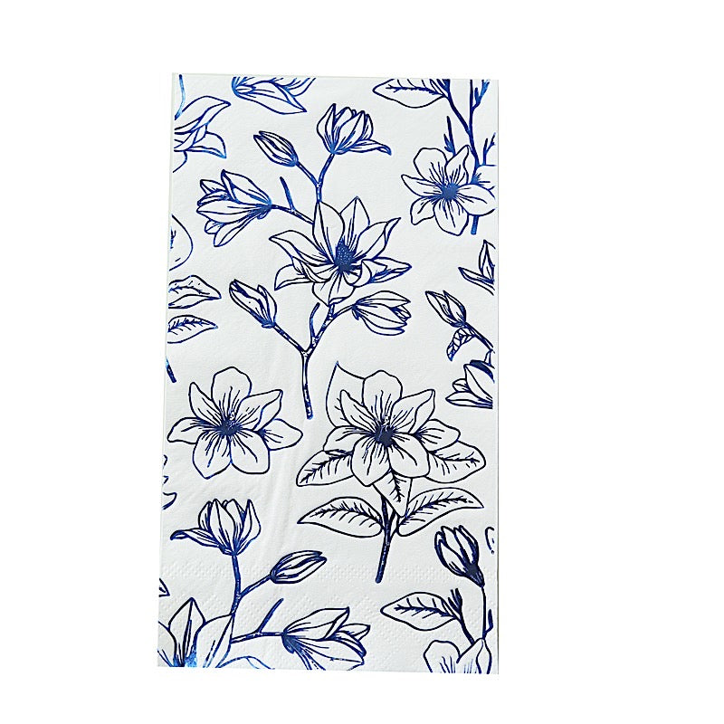 50 Rectangular Soft 2 Ply Dinner Paper Napkins with Flowers Print