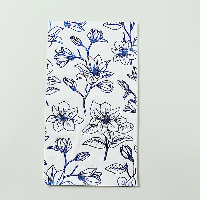 50 Rectangular Soft 2 Ply Dinner Paper Napkins with Flowers Print