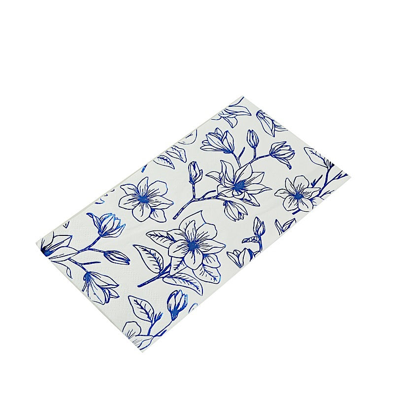 50 Rectangular Soft 2 Ply Dinner Paper Napkins with Flowers Print