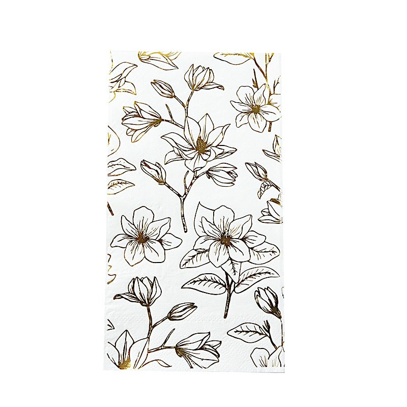 50 Rectangular Soft 2 Ply Dinner Paper Napkins with Flowers Print