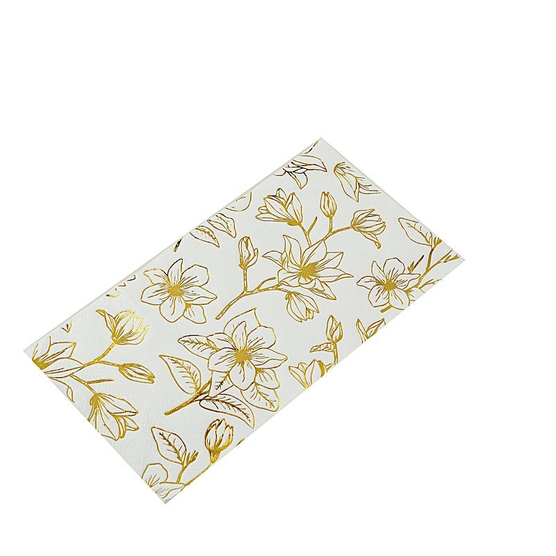 50 Rectangular Soft 2 Ply Dinner Paper Napkins with Flowers Print