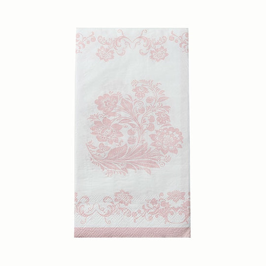 50 Paper Dinner Napkins in French Toile Floral Pattern - White and Pink