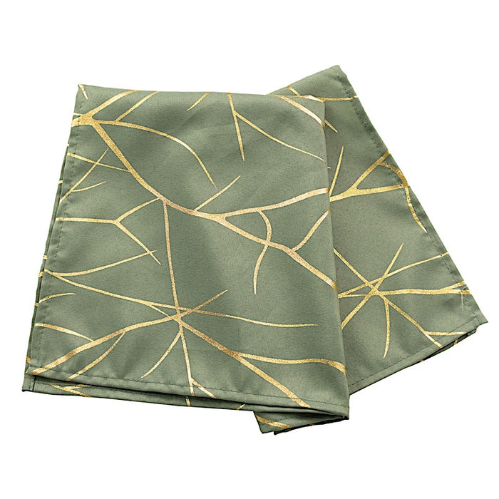 5 pcs 20" x 20" Polyester Dinner Napkins with Metallic Geometric Pattern