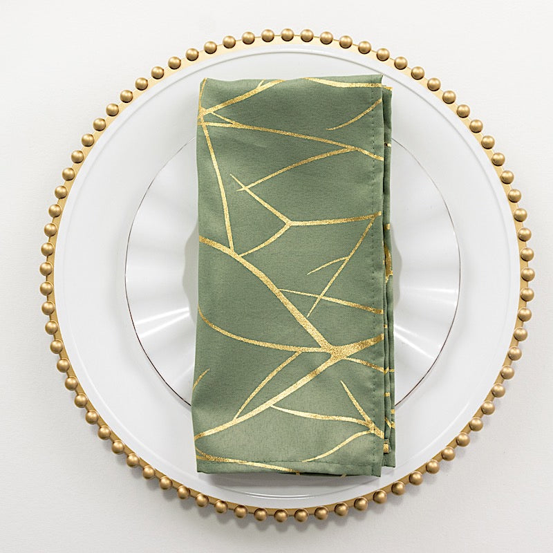 5 pcs 20" x 20" Polyester Dinner Napkins with Metallic Geometric Pattern