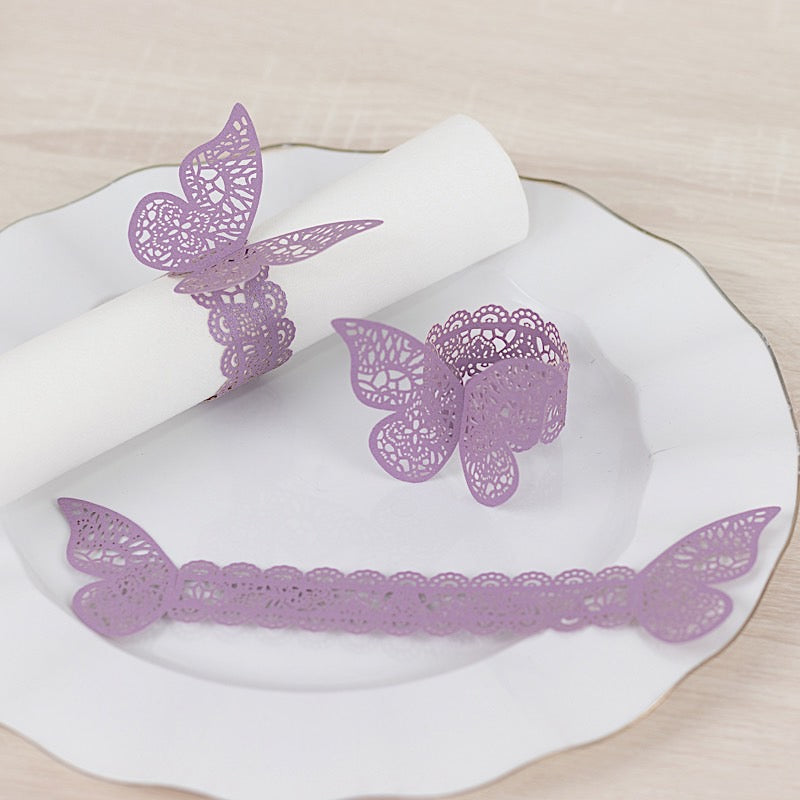 12 Laser Cut 3D Butterfly Paper Napkin Rings