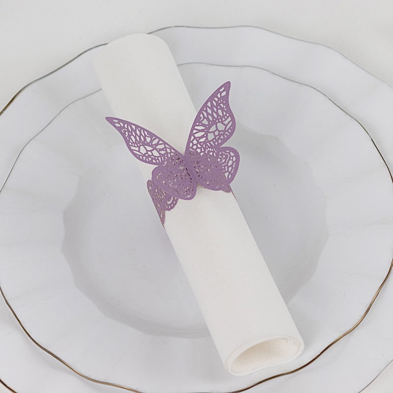 12 Laser Cut 3D Butterfly Paper Napkin Rings