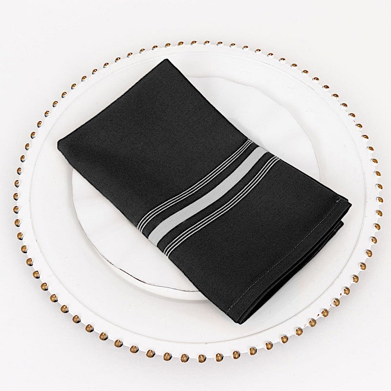 10 Polyester Napkins with Stripes 18