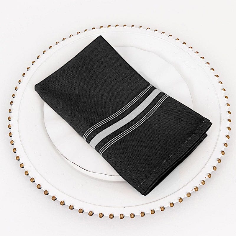 10 Polyester Napkins with Stripes 18" x 22"