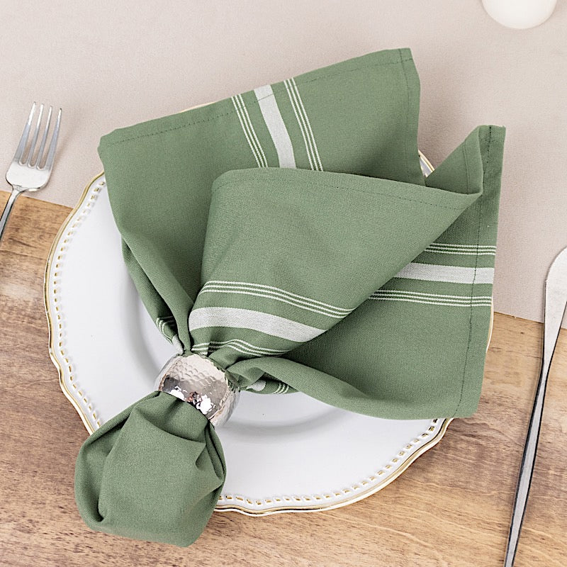 10 Polyester Napkins with Stripes 18