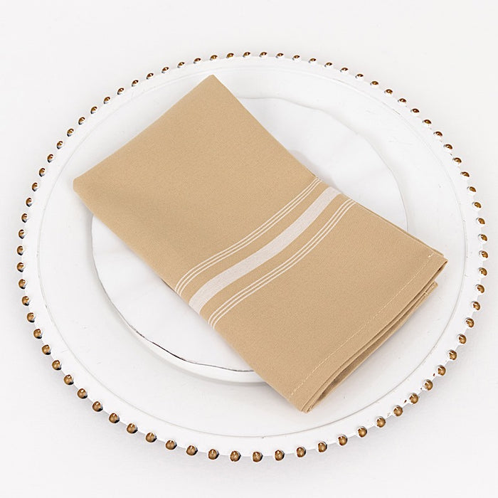 10 Polyester Napkins with Stripes 18" x 22"