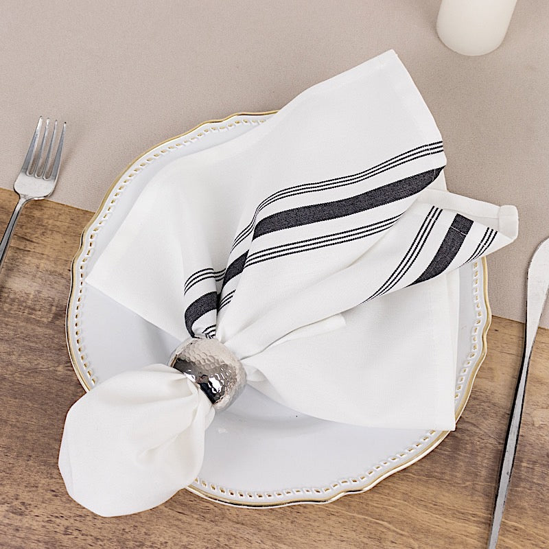 10 Polyester Napkins with Stripes 18