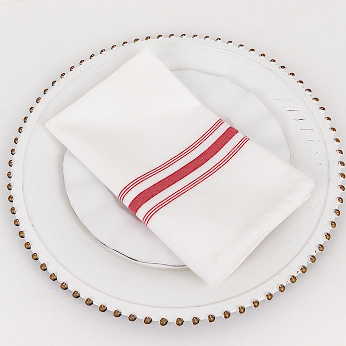 10 Polyester Napkins with Stripes 18" x 22"