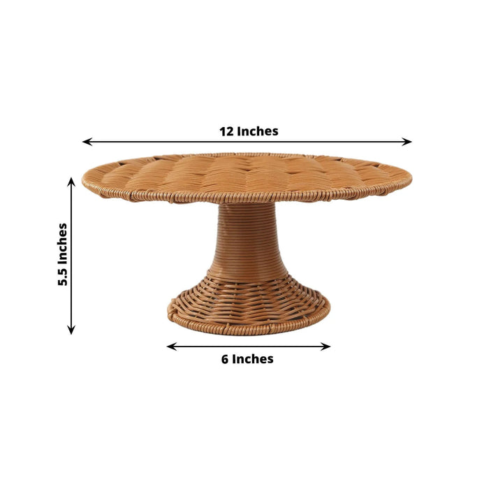 12" Plastic Rattan Wicker Pedestal Cake Stand - Natural