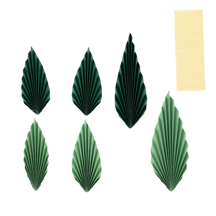 6 Leaves Hanging Paper Fans Wall Decor - Green