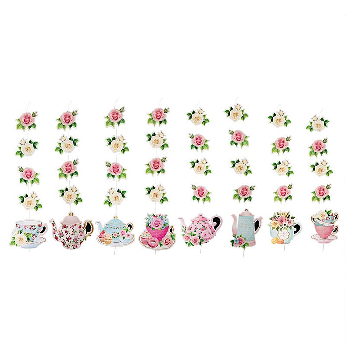 8 pcs 40" Double Sided Floral Tea Paper Hanging Garlands - Assorted