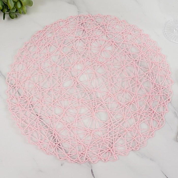 6 pcs 15" wide Round Metallic String Placemats