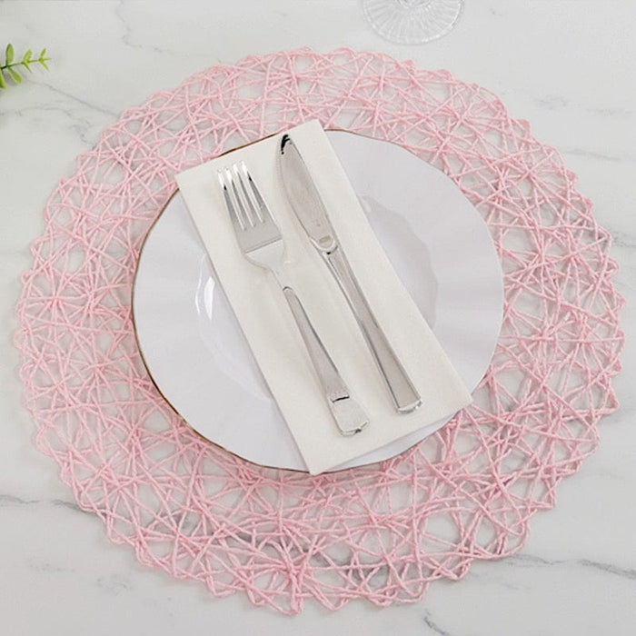 6 pcs 15" wide Round Metallic String Placemats