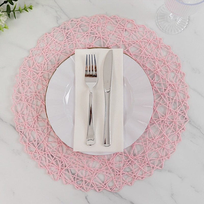 6 pcs 15" wide Round Metallic String Placemats