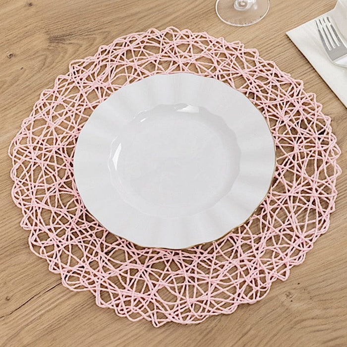6 pcs 15" wide Round Metallic String Placemats