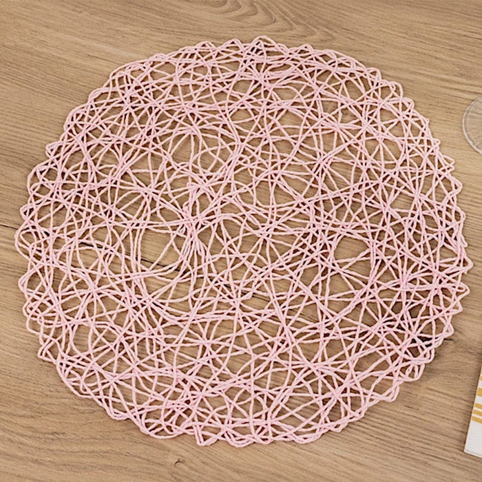 6 pcs 15" wide Round Metallic String Placemats