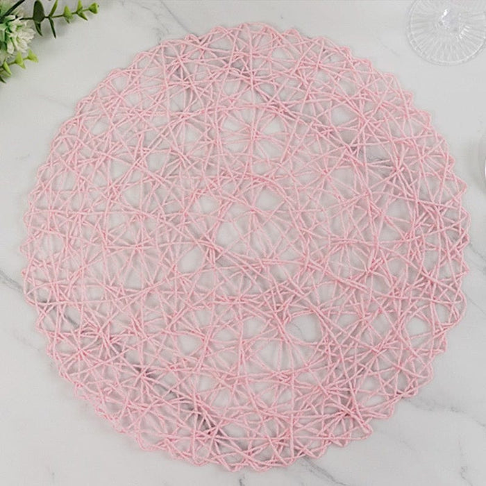 6 pcs 15" wide Round Metallic String Placemats