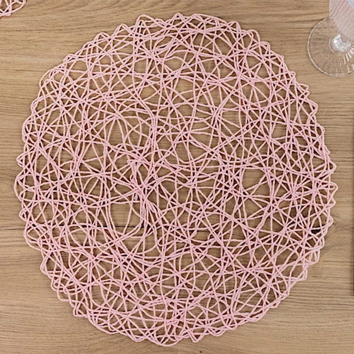 6 pcs 15" wide Round Metallic String Placemats