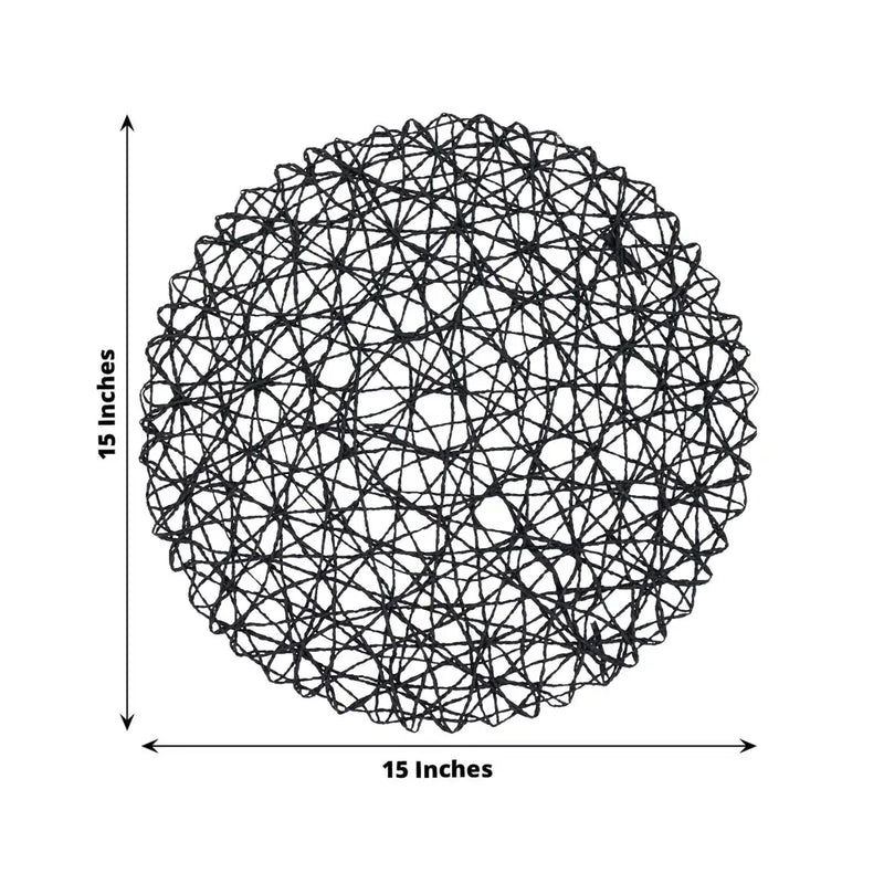 6 pcs 15" wide Round Metallic String Placemats