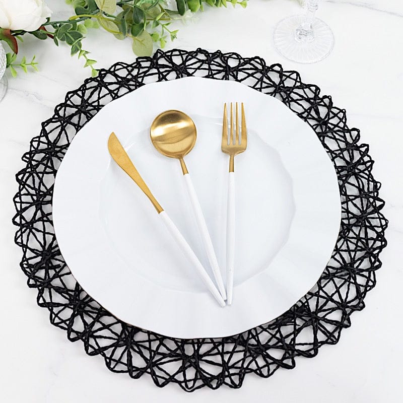 6 pcs 15" wide Round Metallic String Placemats