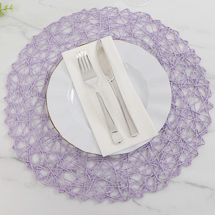 6 pcs 15" wide Round Metallic String Placemats