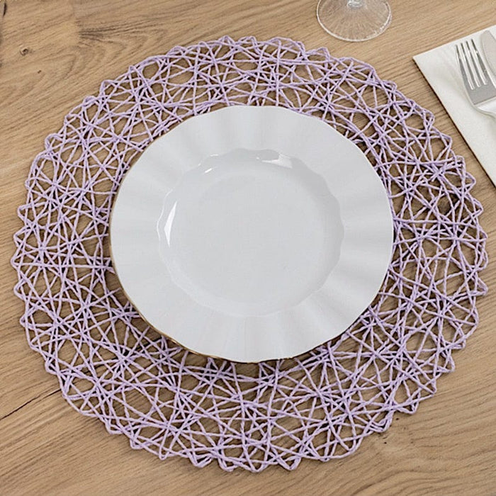 6 pcs 15" wide Round Metallic String Placemats