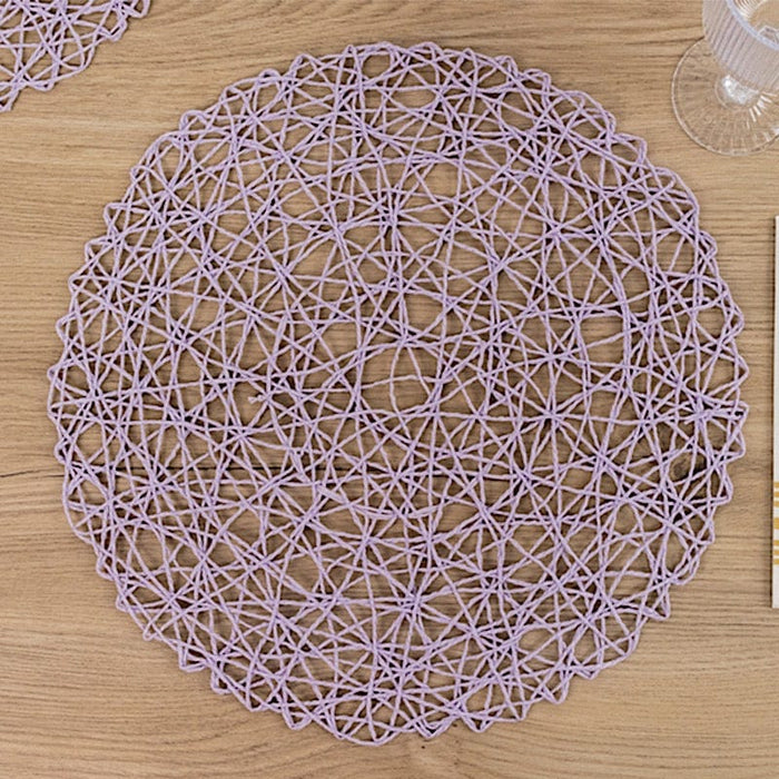 6 pcs 15" wide Round Metallic String Placemats