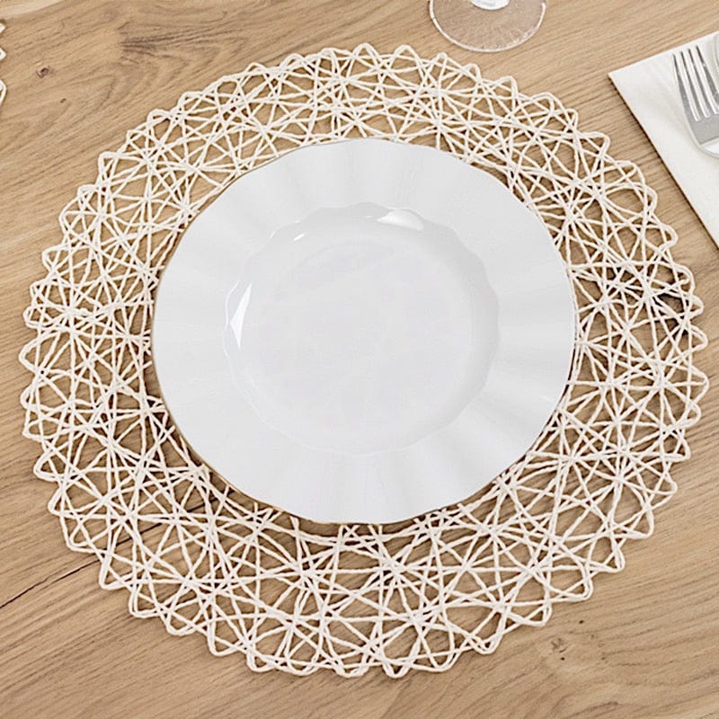 6 pcs 15" wide Round Metallic String Placemats