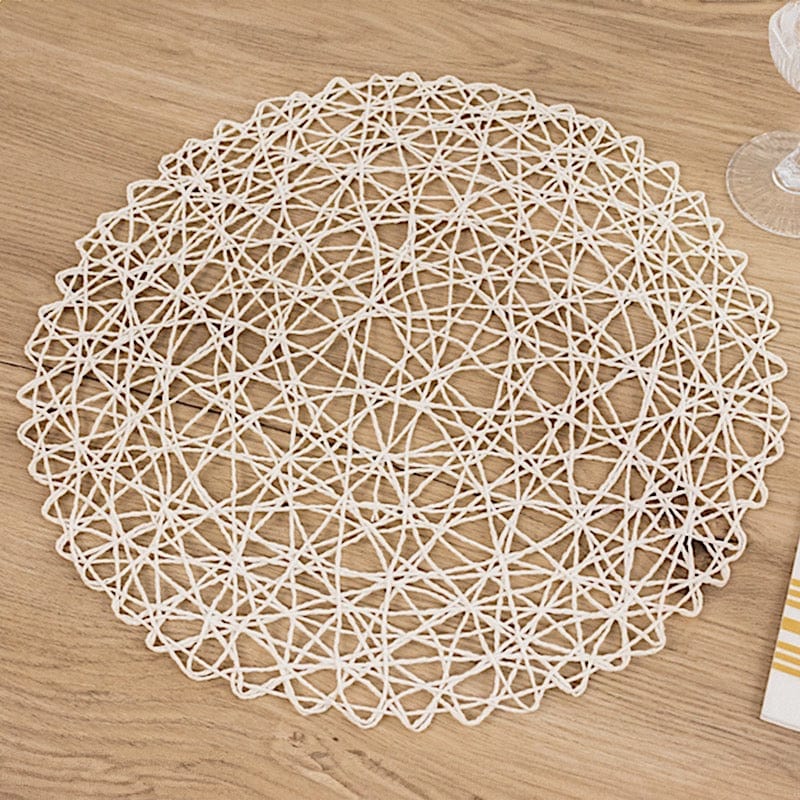 6 pcs 15" wide Round Metallic String Placemats