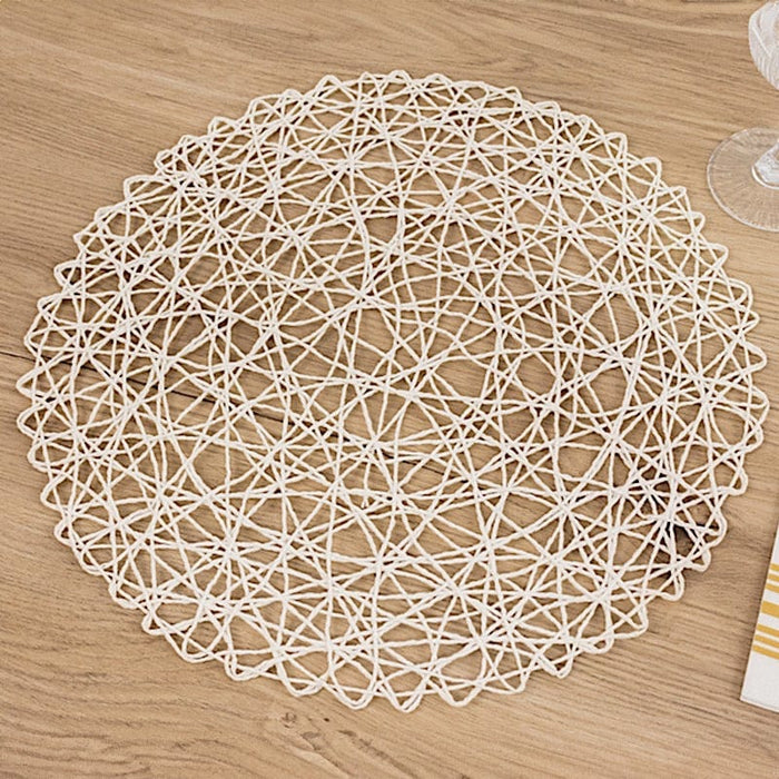6 pcs 15" wide Round Metallic String Placemats