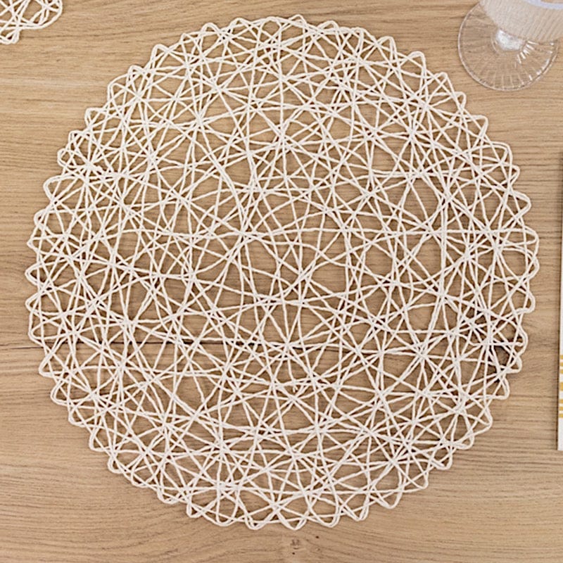 6 pcs 15" wide Round Metallic String Placemats